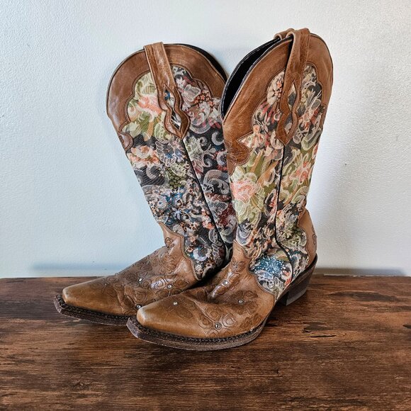 Vintage Pecos Bill Y2K Floral Tapestry Western Boots 6.5 - Picture 2 of 11